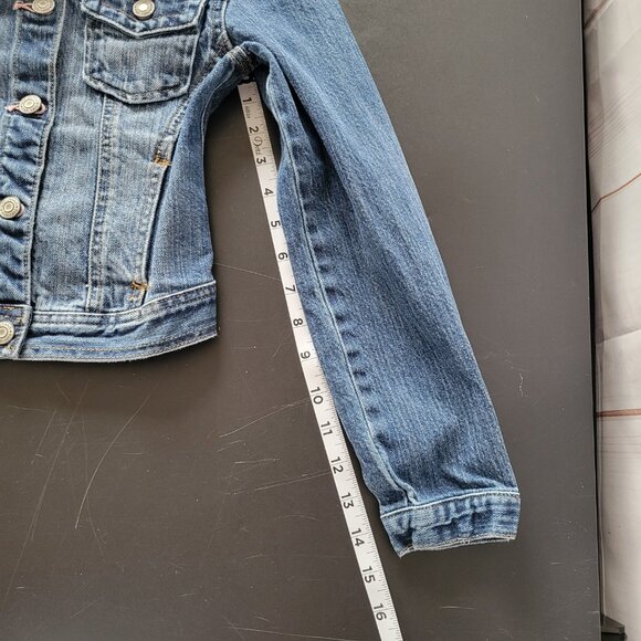 Gap Kids Cotton Denim Cropped Jean Jacket, Girls M, Pink Stitching Detail EUC - Picture 10 of 10